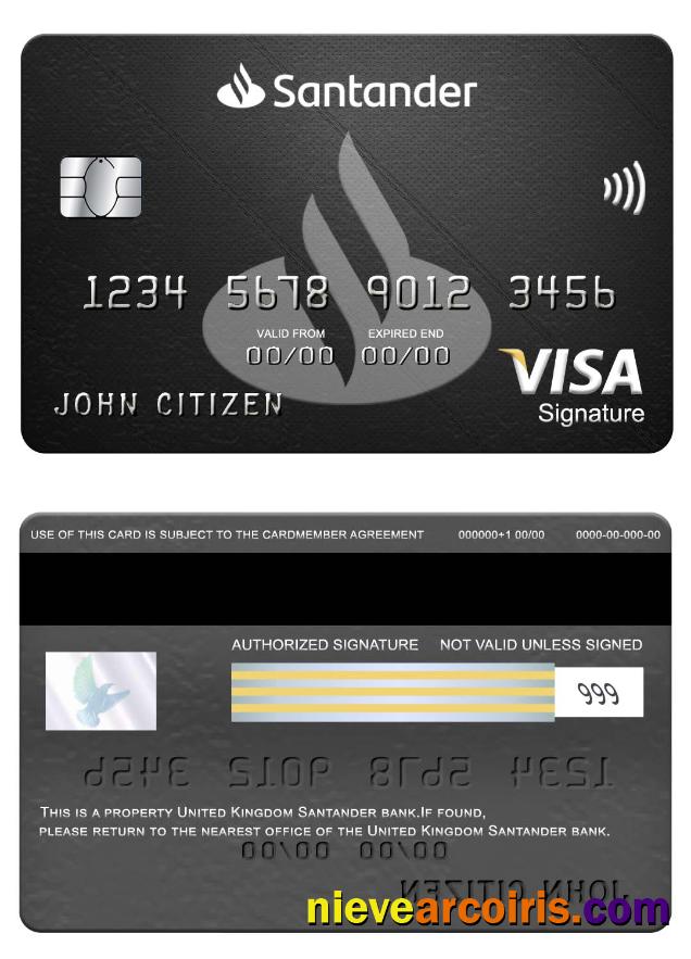 United Kingdom Santander bank visa signature card